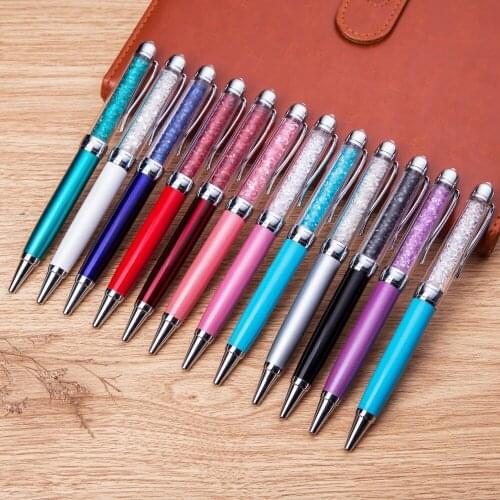 1000pcs/Lot PB2019 Cute Crystal Diamond Roller ballpoint pen Office School Stationery Metal ballpen can customized logo