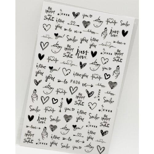 3D Nail Sticker Love Letter Line Arrow Slider Nails Art Decoration Wraps Decals Design Adhesive Manicure Tips Stickers Pegatina