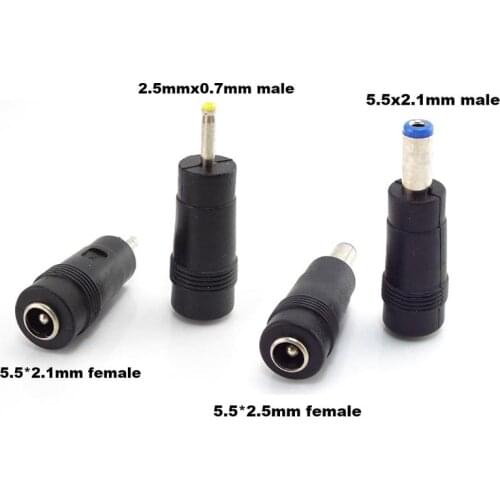 5pcs 5.5x2.5 to 5.5x2.1 Male Connector 2.5x0.7 to 5.5*2.1 Female Plug Socket DC Power Adapter Jack Tablet Power Charger Adaptor