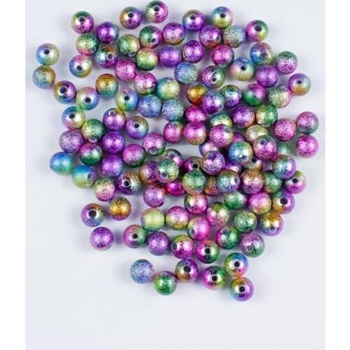 6/8/10mm DIY Mixed Colorful Stardust Acrylic Round Beads 100/200Pcs Loose Spacer Beads for Jewelry Making Diy Bracelets Necklace