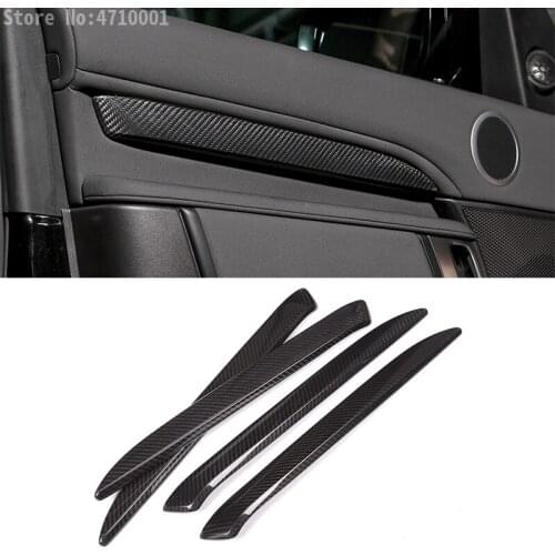 4pcs Real Carbon Fiber Aramid For Land Rover Discovery 5 LR5 L462 2017-18 Car Interior Door Panel Decoration Protector Cover