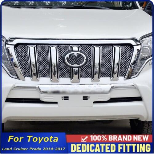 Car Styling Front Grille Trim Strips Cover Stickers For Toyota Land Cruiser Prado 2014 2015 2016 2017 Exterior Decoration