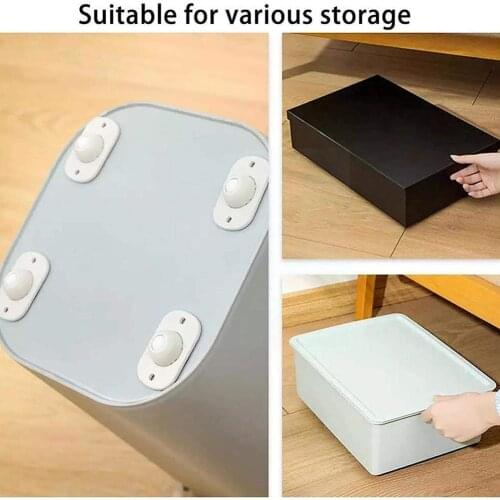 Household Stickable Pulley Trash Can Storage Box Can Multi Rubber Wheel Function Stick Way One For Trash Roller D9J3