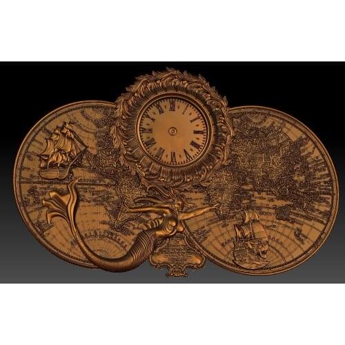 Digital file in STL format clock for CNC 3D relief carving engraving C36-18