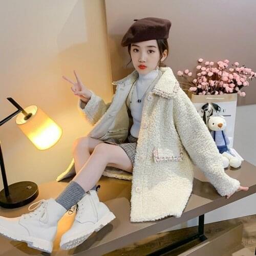 Childrens Faux Fur Turndown Collar Jackets 2020 Autumn Winter Kids Baby Coat Girls Fake Fur Outerwear Toddler Warm Coats W942