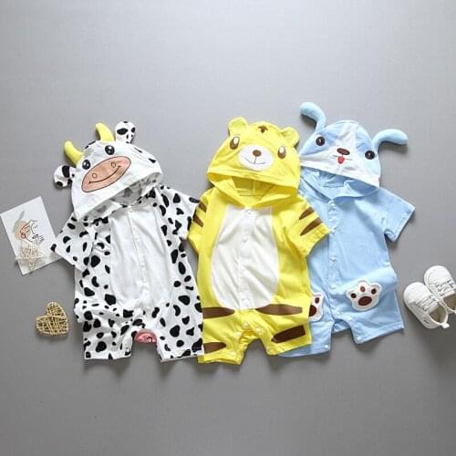 Infant Jumpsuit Summer Romper Animal Print Girl Boy Cotton Suit Newborn Climbing Cartoon Rompers Cheap Stuff Baby Products