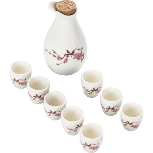 Porcelain Wine Set Vintage Wine Pot Small Wine Utensil Sake Cup Liquor Glass Household Spirit Glass Liquor Divider Shooter Glass