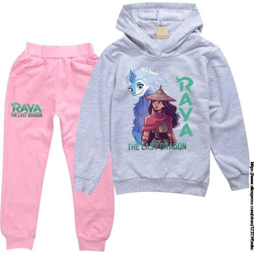 Raya and The Last Dragon Boys Girls Hoody T-Shirt Pants 2pcs Sets Tracksuit Anime Print Children Kids Baby Clothes