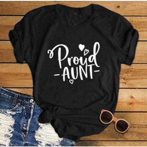 Funny Aunt Pregnancy Announcement Quote Tees Tops Fashion Womens T-shirt Proud Aunt Letters Printed Women O-Neck Casual Tshirt