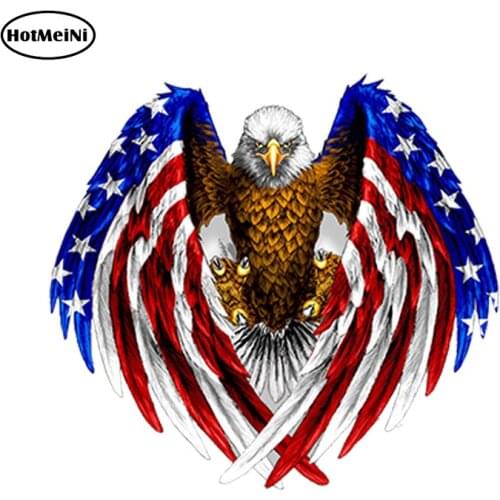 HotMeiNi Car Styling Car Sticker Bald Eagle USA American Flag Sticker Car Truck Laptop Window Decal Bumper Cooler 13cm* .11.5cm