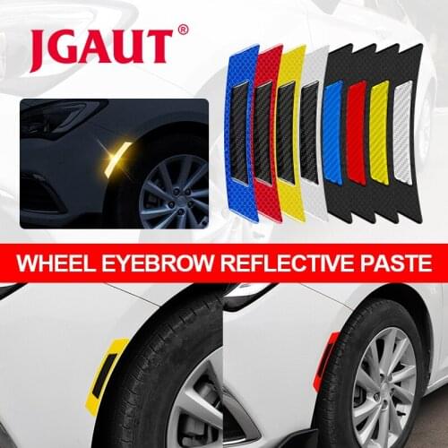 JGAUT 2pcs Car Wheel Side Self adhesive reflective tape Sticker Auto emergency Sign Strip Cinta reflectante