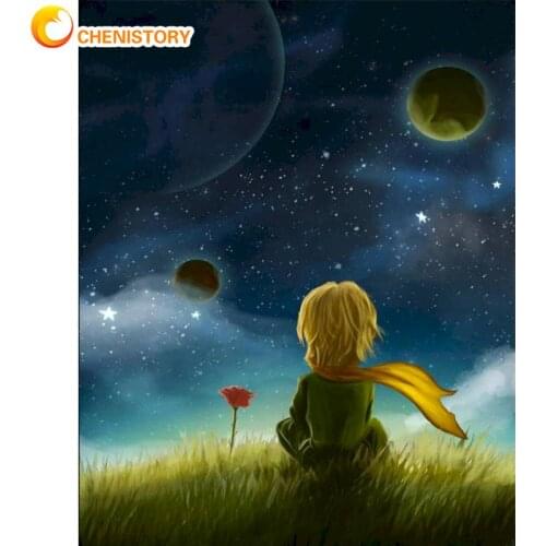 CHENISTORY Framed Painting By Numbers Kits 60x75cm Framed On Canvas Children Watch Stars Figure Picture By Number Home Arts
