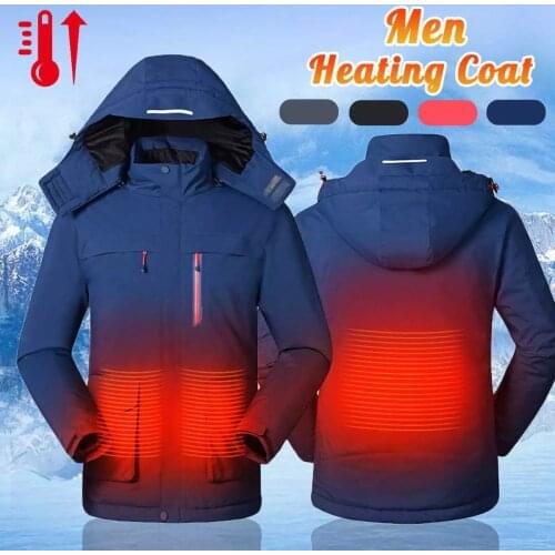 Men Women Smart Electric USB Infrared Heating Jacket For Outdoor Hiking Skiing 3 Levels Waterproof Windbreaker Hooded Coat