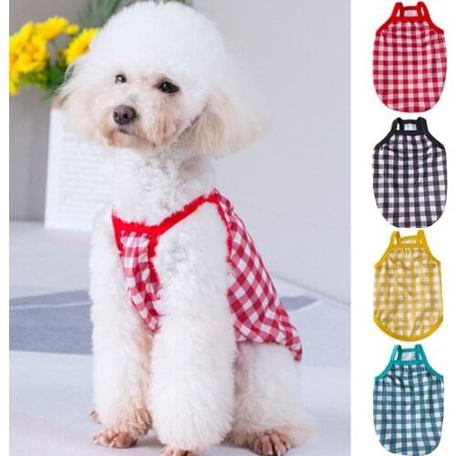 Summer Thin Checked Camisole Pet Vest Yellow And White Grid Large Size L Pet Plaid Clothes For Outdoor Pet Dog Shirt Supplies