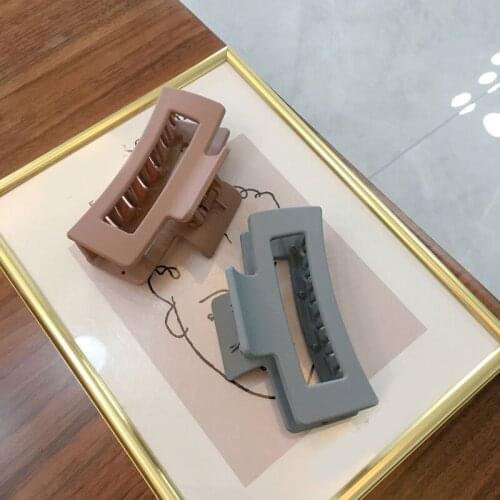 Frosted Hair Claws Hollow Square Hairpins Solid Color Barrettes Large Size Matte Hair Clamps Clip Women Hair Accessories