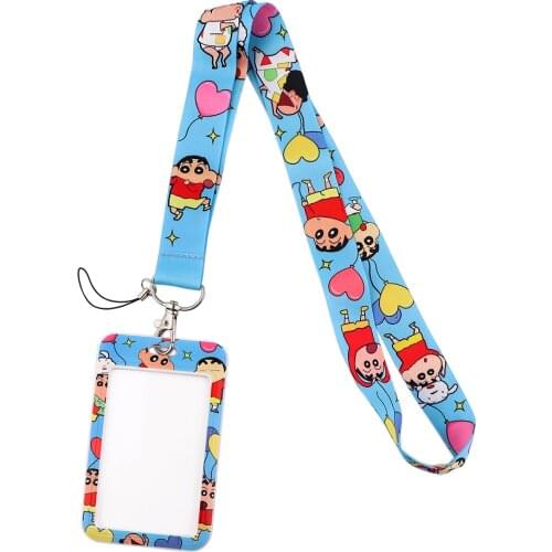 JF0280 Cute Boy Lanyard Credit Card ID Holder Bag Student Women Travel Bank Bus Business Card Cover Badge Gifts