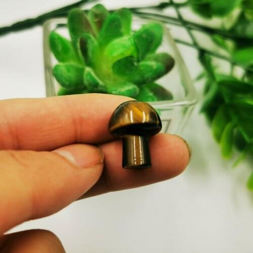 Natural tiger eye Stone Mini Mushroom quartz crystal carved reiki healing gems