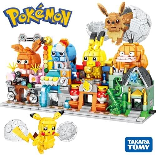 NEW ideas Cartoon Anime Pokemon Building Blocks Charizard pikachu Squirtle Bulbasaur DIY Model Educational Kids Toys For Gift
