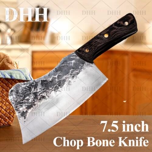 7.5 Inch Butcher Knife Stainless Steel Bone Chopping Damask Stainless Steel Kitchen Knives Chef Meat Bone Cleaver Handmade