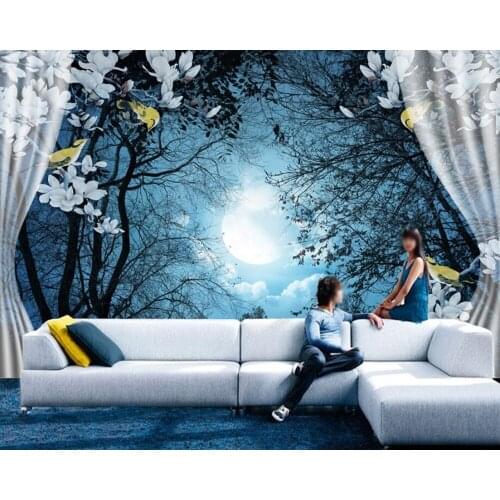 Papel de parede Silent Moon Night 3D wallpaper,living room bar TV sofa wall bedroom kitchen bathroom wall papers home decor