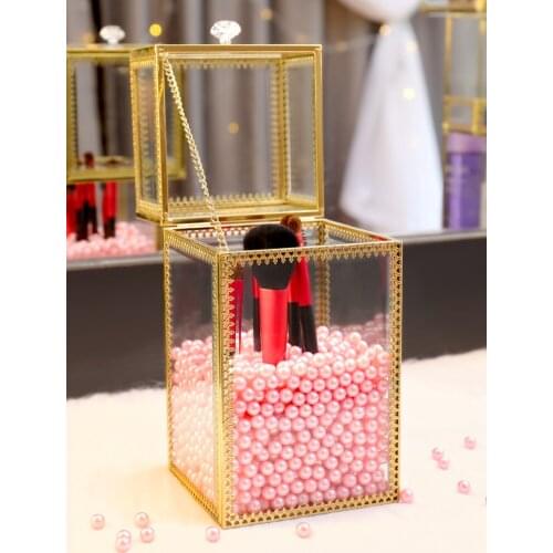 Transparent Makeup Brush Storage Bucket Eyebrow Pencil Beauty Brush Storage Box Desktop Glass Dust Covered Brush Tube