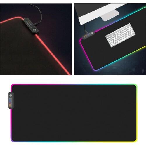 Extended Mouse Pad LED RGB Mousepad Mat with Thickened World Map for PC Computer Keyboard Laptop Notebook Desk