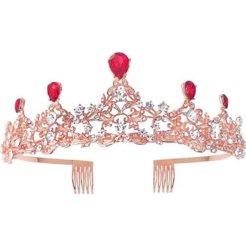 Luxury Baroque Royal Queen Gold Wedding Crown Crystal Princess Tiara Headband Women Charm Hair Jewelry
