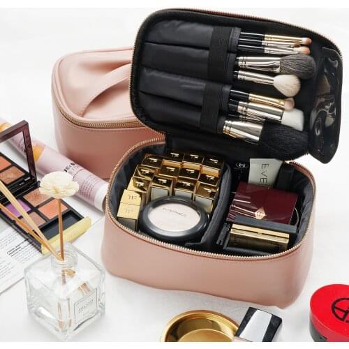 Rownyeon Cute Makeup Bag Women Cosmetic Bag Organizer Case with Brushes Holder Handle for Travel