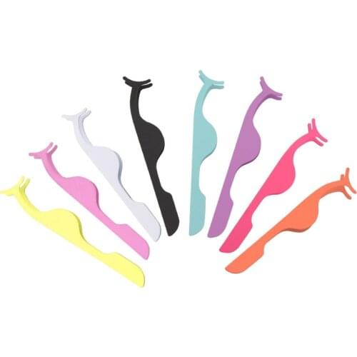 Private Label Wholesale Stainless Steel False Eyelash Tweezers Bulk Sale Fake Lash Applicator Custom Logo Free Packaging Box