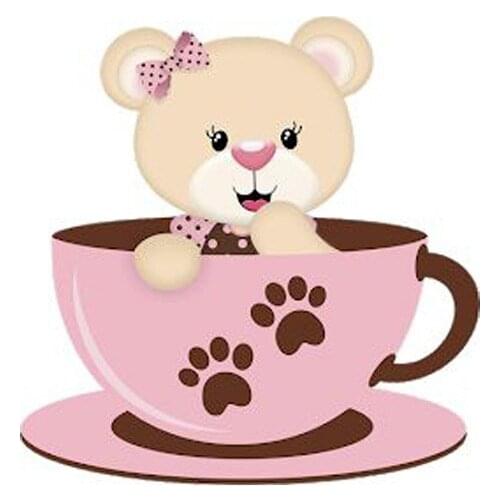 Animal Bear Coffee Teacup Dies Scrapbooking Metal Cutting Embossing Paper Card Craft For Baby Brithday Tag