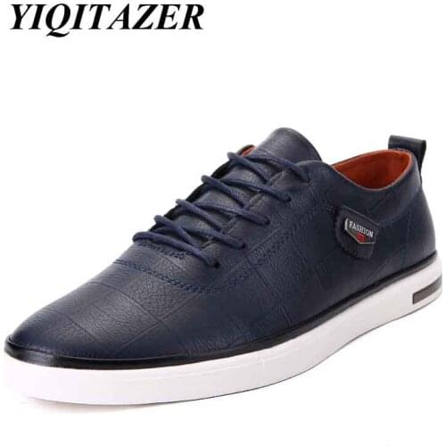 YIQITAZER 2017 Casual Shoes Men Shoes Leather,Spring Autumn Lace up Fashion Business Man Leather Footwear Black Brown