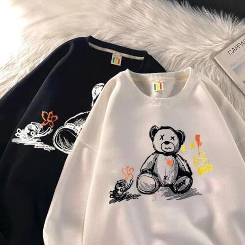 Y2k Gothic winter plus velvet thick round neck sweater Harajuku plus size student trend male and female student couple wild