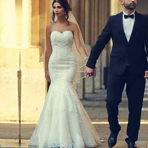 2016 New Arrival Vintage Lace Up Back Sweetheart Sleeveless Long Bridal Dresses vestido de noiva Cheap Mermaid Wedding Dresses