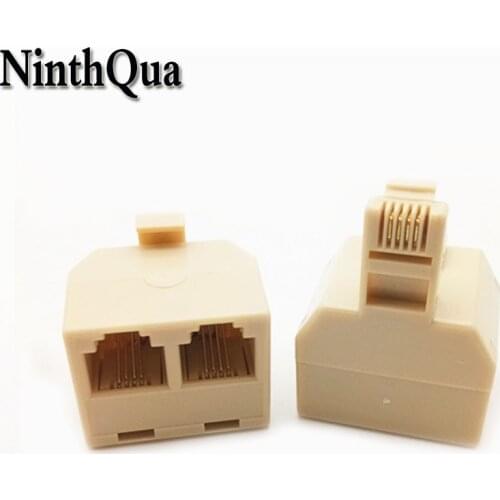 1pcs 6P4C RJ11 Telephone Splitter 2 Way Adapter 1 M To 2 F RJ-11 Phone Jack Connector