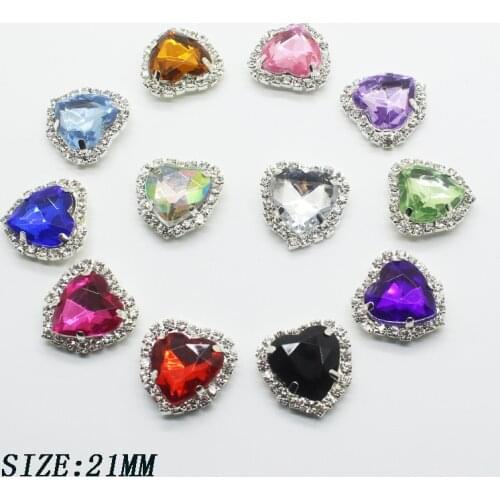 Trend 10pcs Metal Peach Heart Rhinestone Jewelry Diy Crystal Cap Embellishment Wedding Clothing Accessories Exquisite Design