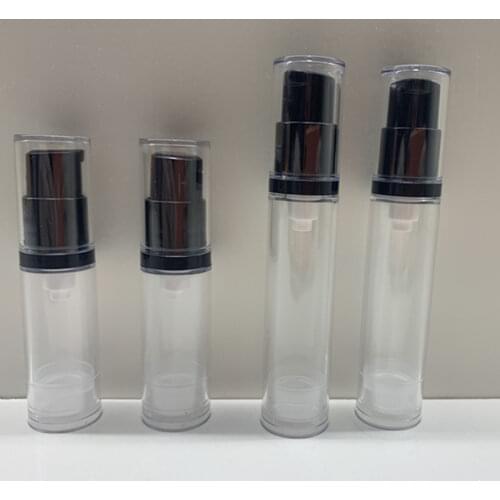 2017 New 480pcs 5ml 10ml black vacuum flask AS plastic Airless Pump bottle Cream emulsion subpackage airless bottle