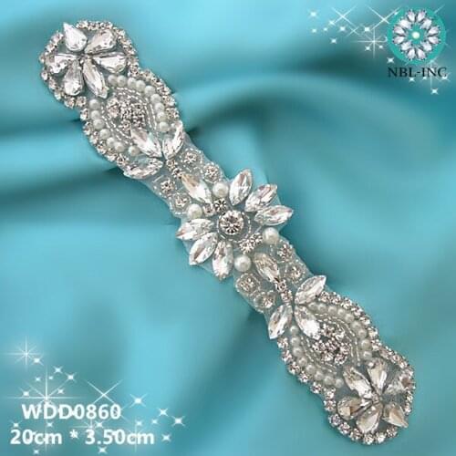 30PCS )Wholesale bridal beaded sewing crystal rhinestone appliques iron on for wedding dresses WDD0860