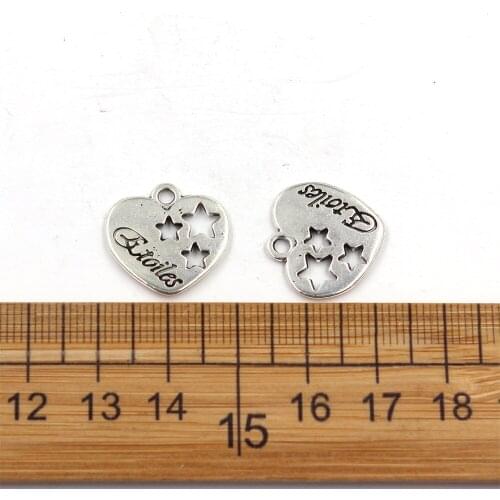 5pcs/Lot 18x18mm Antique Silver Color Love Stars Charms Pendant For Jewelry Making DIY Jewelry Findings