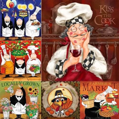 5D Diy Diamond Painting Cartoon Cross Stitch Diamond Embroidery Chef cuisine Full Rhinestone Diamond Mosaic Childrens gift GH97