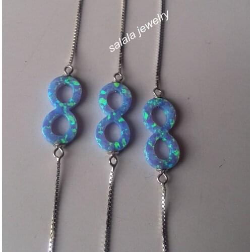 20pcs/lot 8x18mm Infinity Opal Bracelet 925 Sterling Silver Infinity Opal Bracelet ,Synthetic Infinity Opal Bracelet