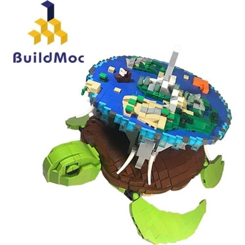 Buildmoc Ideas Terry Pratchett The Discworld Space World Turtle Great A'Tuin Four Elephants Animal Building Blocks Kid Toys Gift