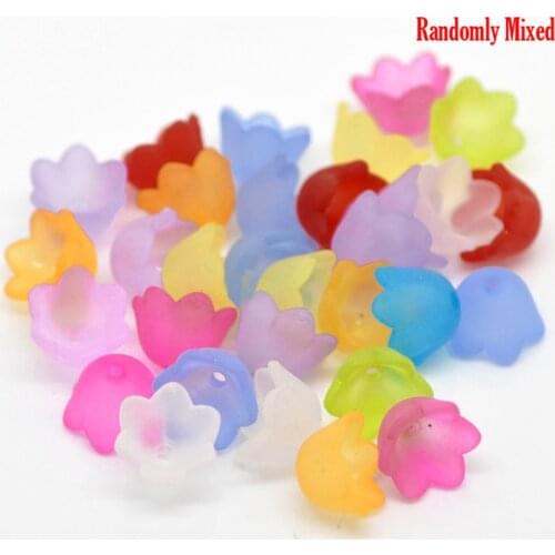 DoreenBeads 300PCs Mixed Flower Frosted Acrylic Spacer Beads Caps 10x7mm(Fit 10mm)(B19756), yiwu