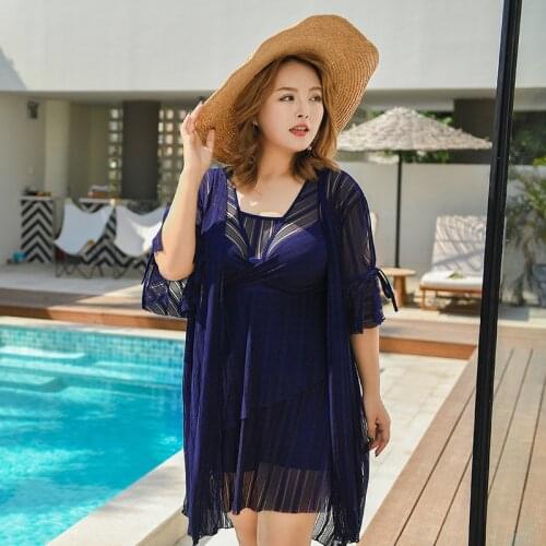 One Piece Swimsuit Underwire Suit for Women with Cover Up Swimdress Woman Swimwear Plus Size Beachwear GD734