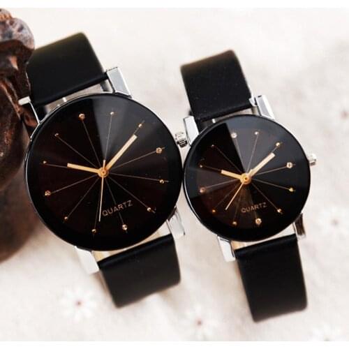 New High quality Couple Fashion Watch PU Leather Strap Quartz Business Lovers Wrist Watches Gifts For Men Women