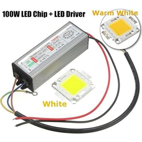 DC 20V-24V LED SMD Chip Bulb 100W LED with Driver Supply 100W High Power Waterproof LED Chip Lamp & Driver Cool Warm/White