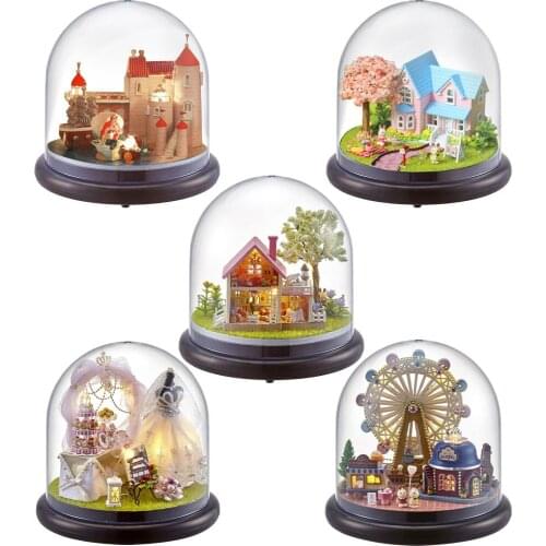 Children Doll Houses Casa Miniature DIY Dollhouse With Furnitures Transparent Cover Wooden Mini House Toys For Everywhere