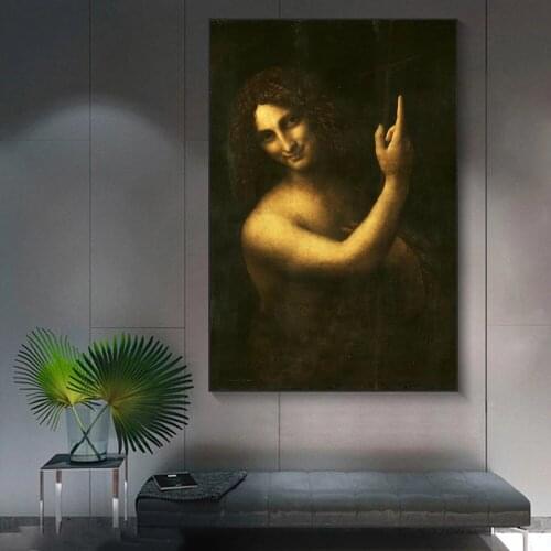 Saint John the Baptist Canvas Paintings on the Wall Art Posters And Prints Leonardo da Vinci Famous Classical Art Pictures
