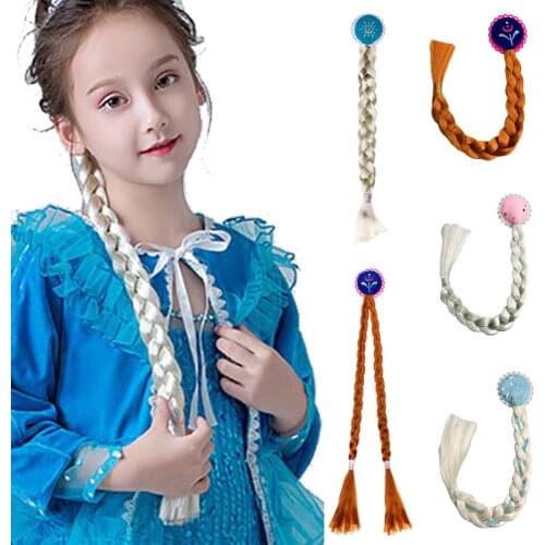 Princess Headband Hairpiece Cosplay Braided Wigs Elsa Dress Up Set for Toddler Girls Costume Party Wedding, Birthday