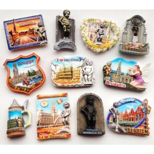 Hot sale Brussels Belgium Grand Place Manneken-Pis Statue 3D Fridge Magnet Travel Souvenir Refrigerator Magnetic Stickers
