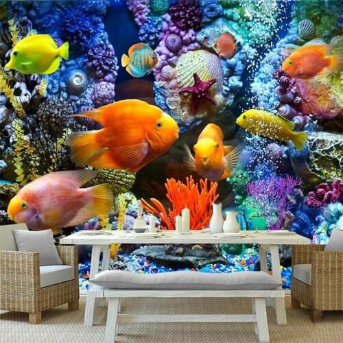Wellyu Customized Wallpaper Underwater World Aquarium 3D Three-dimensional Tropical Fish TV Background Wall Childrens Room обои